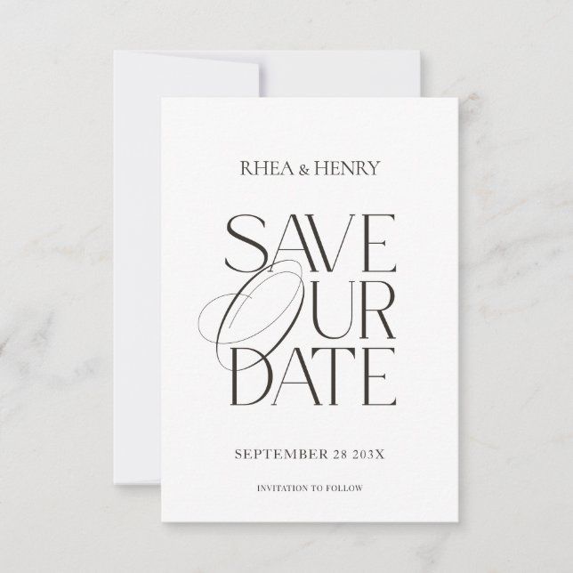 Reserve A Data Modern Classic Save the Date Wedding Card (Frente)