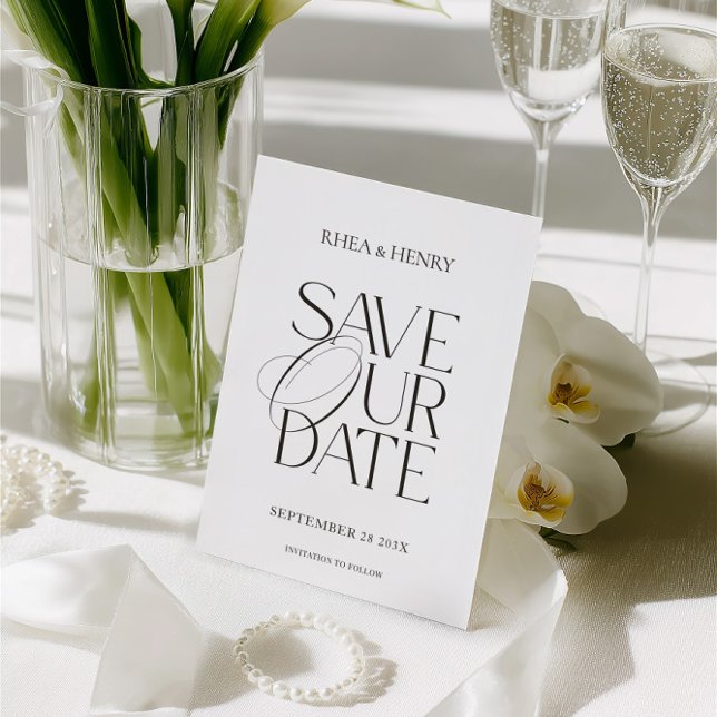 Reserve A Data Modern Classic Save the Date Wedding Card (Criador carregado)