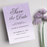 Reserve A Data Modern Elegant purple Save the Date Sweet 16<br><div class="desc">Modern and elegant purple glitter ombre script save the date card sweet sixteen birthday party featuring black modern calligraphy. Stylish and unique custom design.</div>
