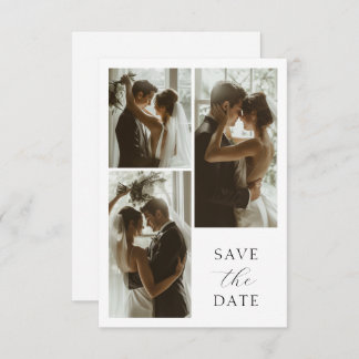 Reserve A Data Modern Elegant Script 3 Photo Minimalist Wedding