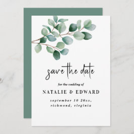 Reserve A Data Modern Eucalyptus Greenery Wedding