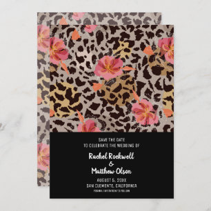Reserve A Data Modern Floral Animal Print Casamento Salve a Data