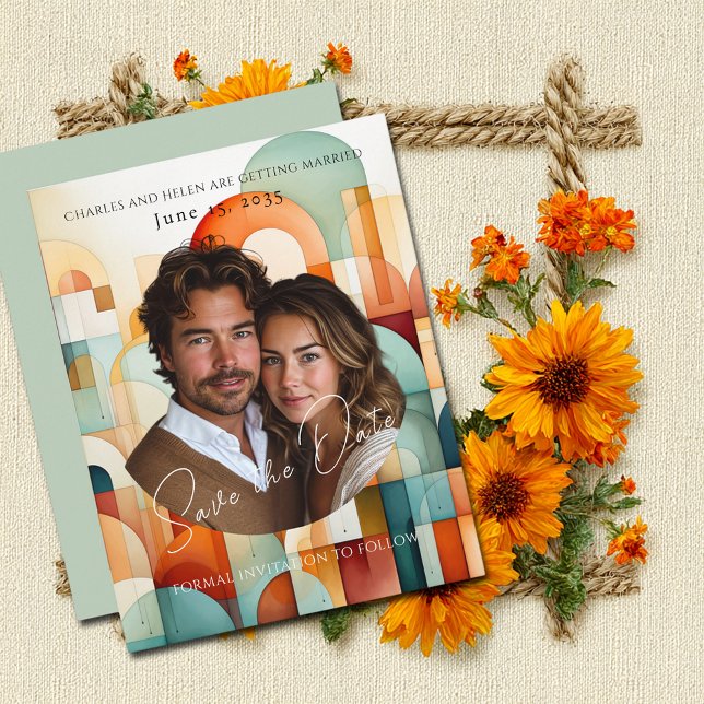 Reserve A Data Modern Geométrico Salve a Data, Imagem de Fotograf (Criador carregado)