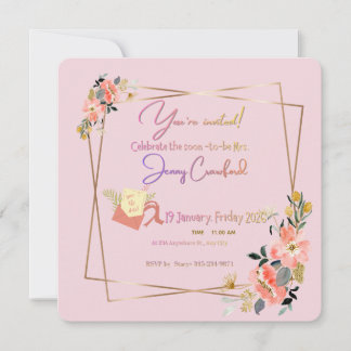 Reserve A Data Modern Gold Frame | Custom Bride-to-Be Invite