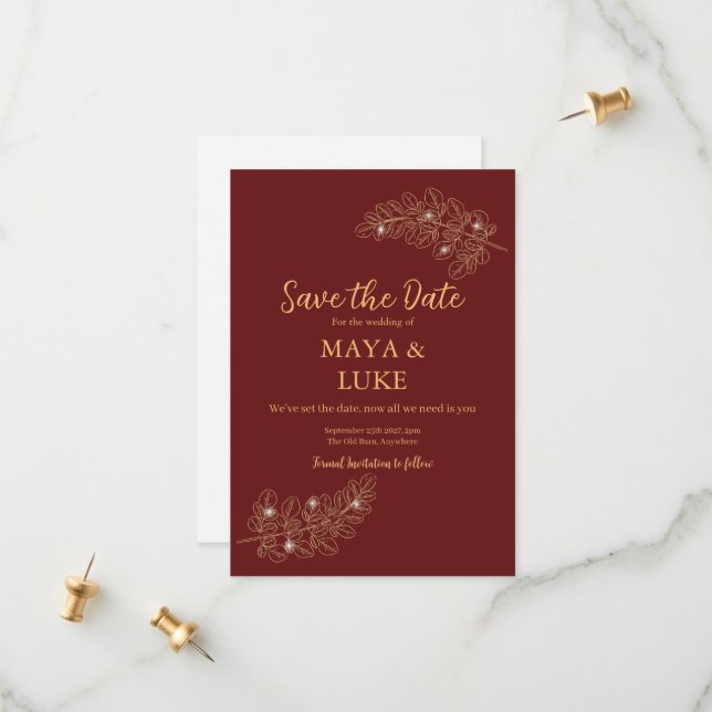 Reserve A Data Modern Gold leaves Burgundy (Frente/Verso In Situ)