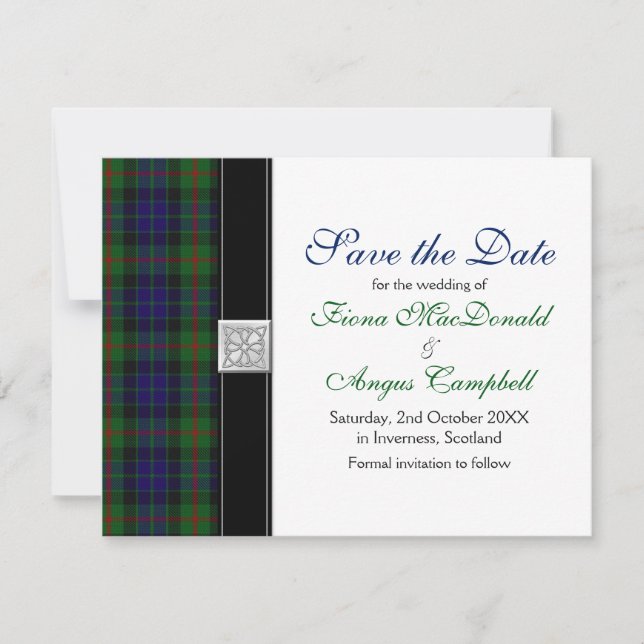 Reserve A Data Modern Gunn Tartan Wedding Salvar Data (Frente)