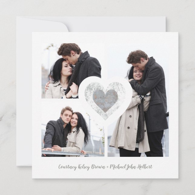 Reserve A Data Modern Heart 3 Fotos Sessão Romântica de Noivado (Frente)