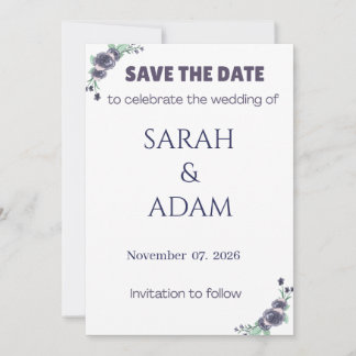 Reserve A Data Modern Lavender Rose Wedding Save the Date Card