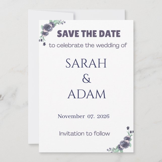 Reserve A Data Modern Lavender Rose Wedding Save the Date Card (Frente)