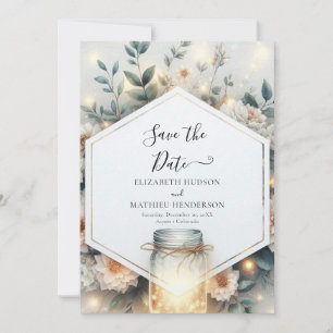 Reserve A Data Modern Lights Mason Jar Wedding