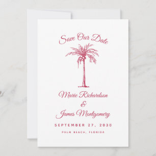 Reserve A Data Modern Magenta Beach Wedding the Date