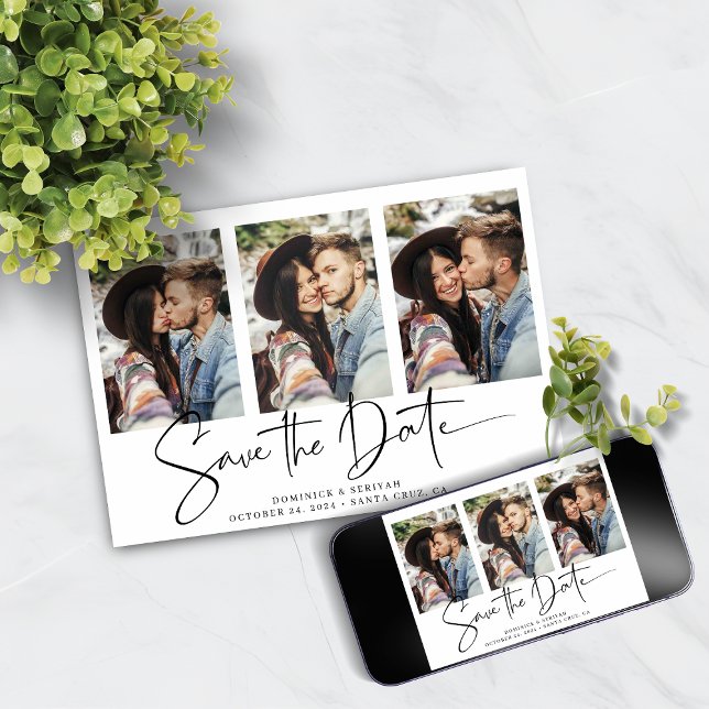 Reserve A Data Modern Manuscrito Salve a data com várias fotos (Modern Handwritten Save the Date Multiple Photo with Instant Download Option)