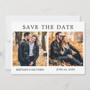 Reserve A Data Modern Minimalist 2 Photo Save The Date Card (Mini