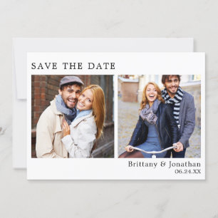 Reserve A Data Modern Minimalist 2 Photo Save The Date Card (Mini