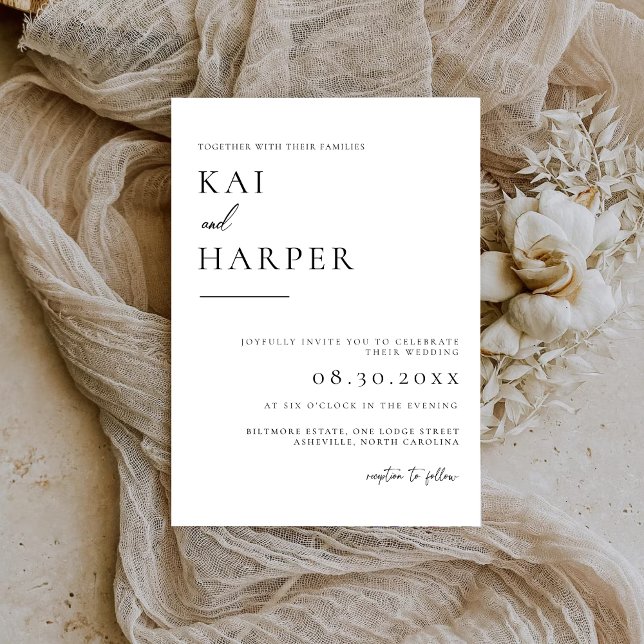 Reserve A Data Modern Minimalist Elegant Wedding Invitations (Criador carregado)