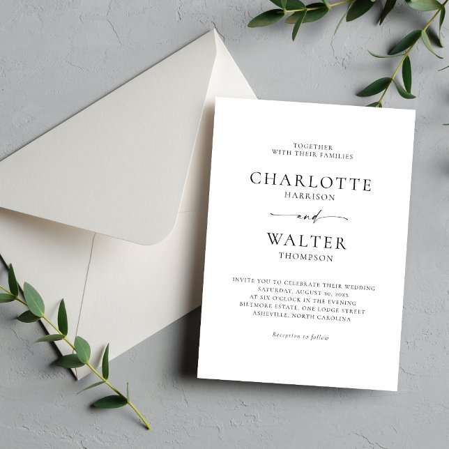Reserve A Data Modern Minimalist Elegant Wedding Invitations (Criador carregado)