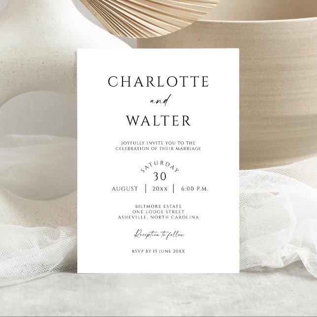 Reserve A Data Modern Minimalist Elegant Wedding Invitations (Criador carregado)