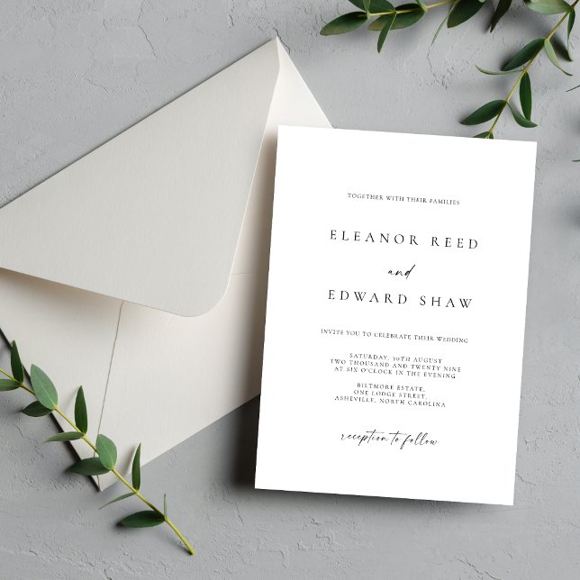 Reserve A Data Modern Minimalist Elegant Wedding Invitations (Criador carregado)