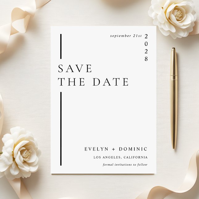 Reserve A Data Modern Minimalist Formal Wedding Announcement (Criador carregado)