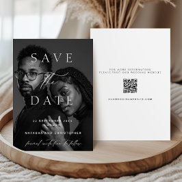 Reserve A Data Modern Minimalist Photo Overlay QR Code Wedding