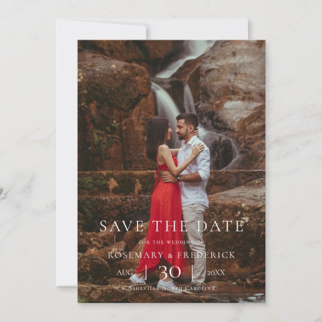 Reserve A Data Modern Minimalist Photo Wedding Save the Date (Frente)