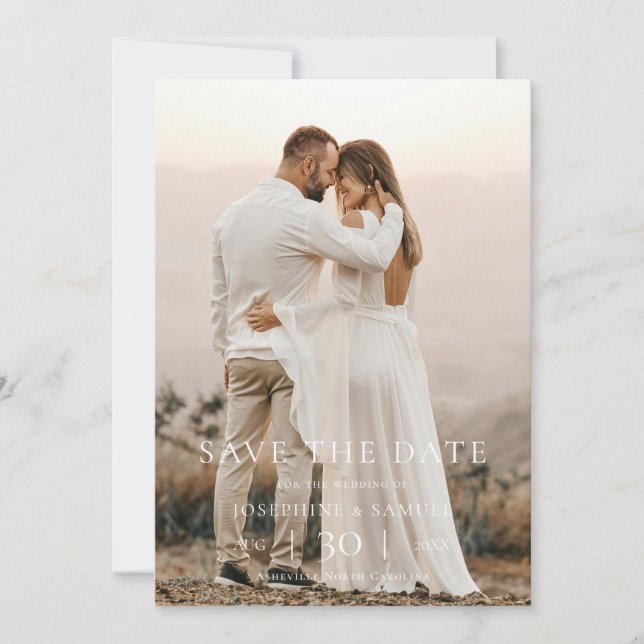 Reserve A Data Modern Minimalist Photo Wedding Save the Date (Frente)