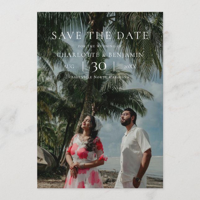 Reserve A Data Modern Minimalist Photo Wedding Save the Date (Frente)