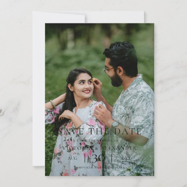 Reserve A Data Modern Minimalist Photo Wedding Save the Date (Frente)