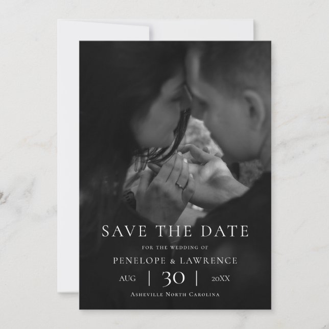 Reserve A Data Modern Minimalist Photo Wedding Save the Date (Frente)