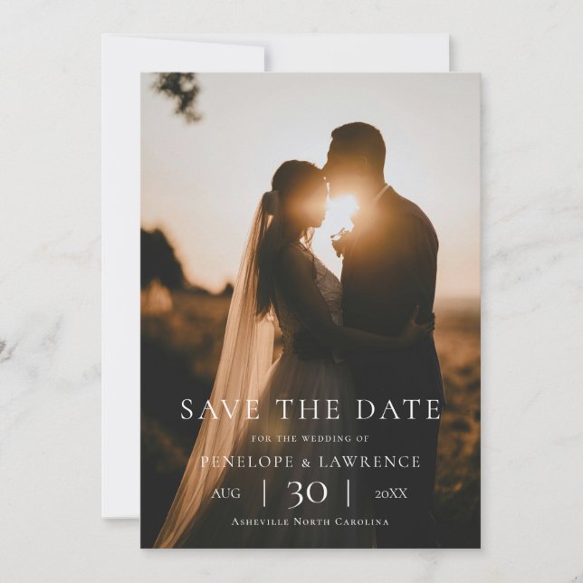 Reserve A Data Modern Minimalist Photo Wedding Save the Date (Frente)