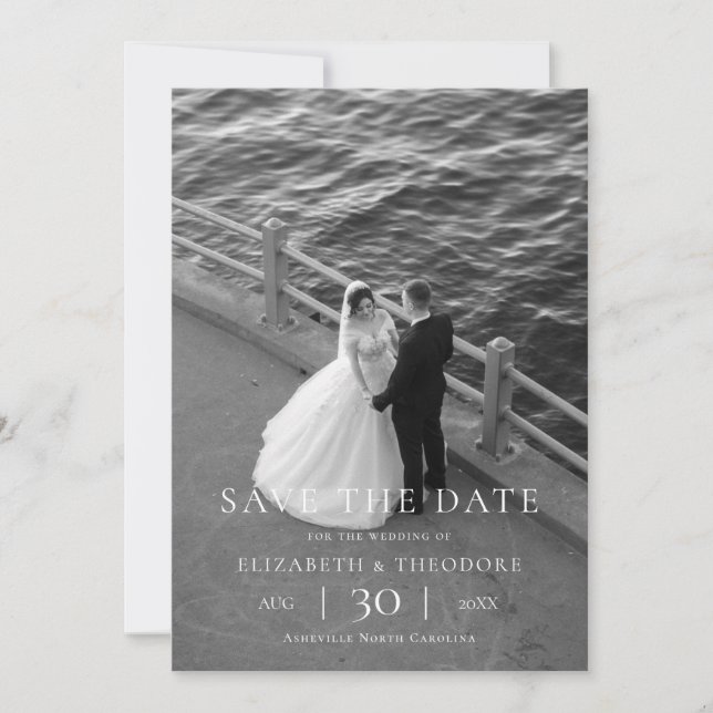Reserve A Data Modern Minimalist Photo Wedding Save the Date (Frente)