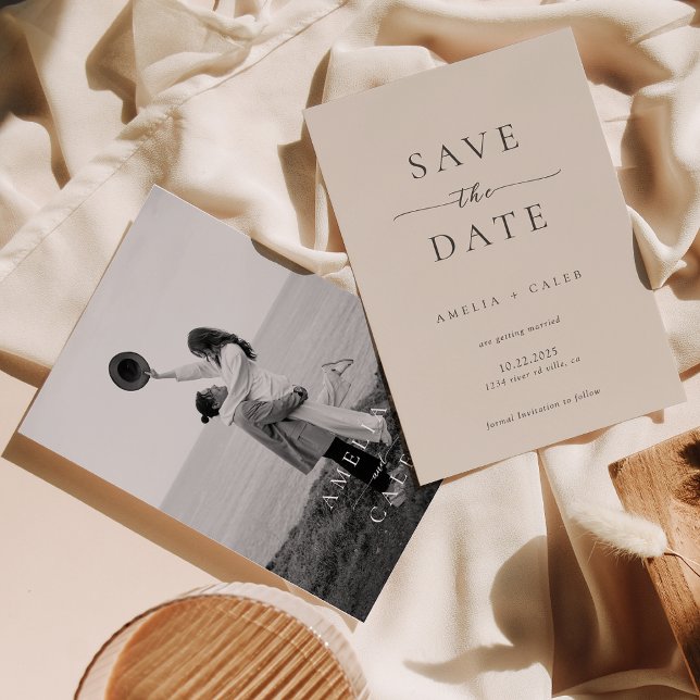 Reserve A Data Modern Minimalist Photo Wedding Save the Date (Criador carregado)