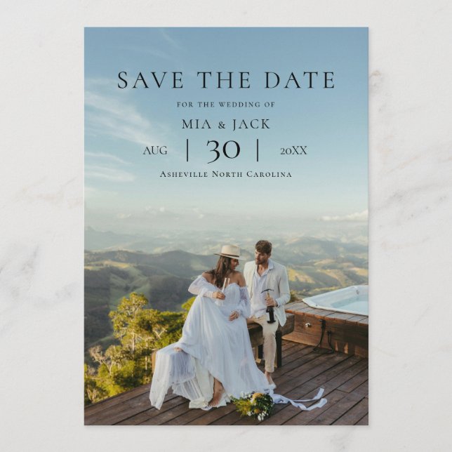 Reserve A Data Modern Minimalist Photo Wedding Save the Date (Frente)