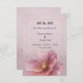 Reserve A Data Modern Minimalist Pink Gold Wedding Save the Date