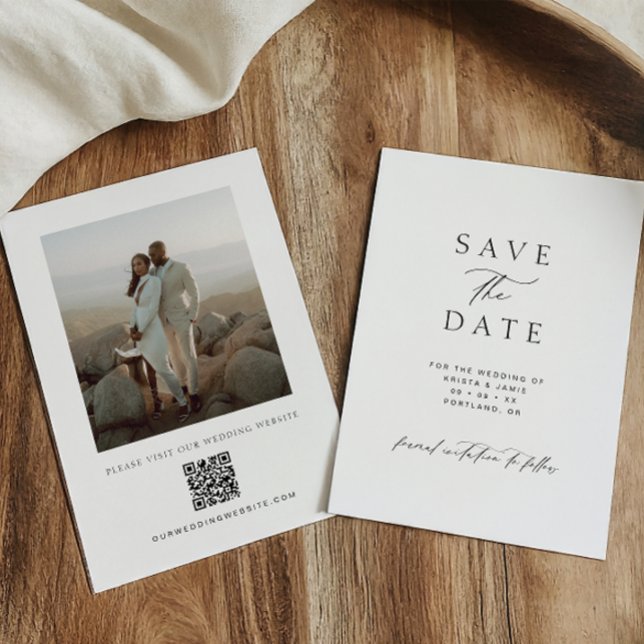 Reserve A Data Modern Minimalist QR Code Photo Wedding (Criador carregado)