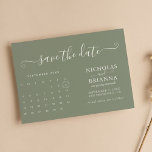 Reserve A Data Modern Minimalist Sage Green Calendar Budget<br><div class="desc">Modern Minimalist Sage Green Calendar Budget Wedding Save the Date. Easily personalize by replacing each info. Move the circle by clicking the link Customize further. Make sure to check the preview before adding to cart.</div>