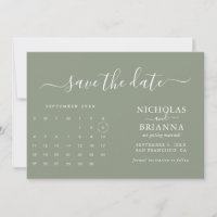 Modern Minimalist Sage Green Calendar Budget