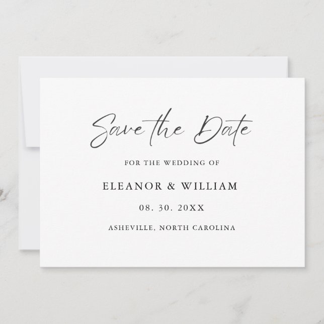 Reserve A Data Modern Minimalist Save the Date Wedding Invitation (Frente)