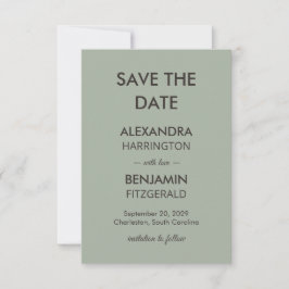 Reserve A Data Modern Minimalist Wedding | Sage Green Timeless