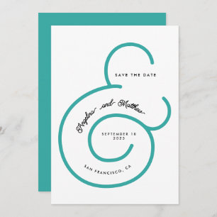 Reserve A Data Modern Mint Turquoise Script Big Ampersand Weding
