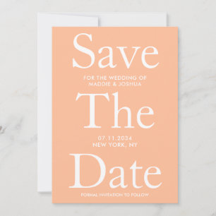Reserve A Data Modern Peach Wedding Flat Save The Date Card