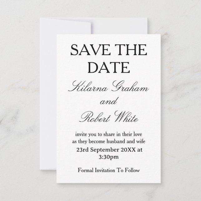Reserve A Data Modern Personalised Photo Wedding Save the Date  (Frente)
