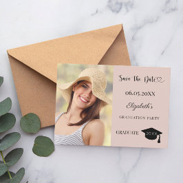 Reserve A Data Modern photo blush pink neutral Graduation Party