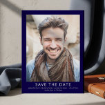 Reserve A Data Modern Photo Graduation Navy Blue<br><div class="desc">Modern photo Graduation Save the Date Navy Blue. Available digitally and printed. Minimalist and simple.   Change the words as required and replace the sample photos with your own.</div>