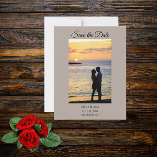 Reserve A Data Modern Photo Stone Gray Save The Date Card