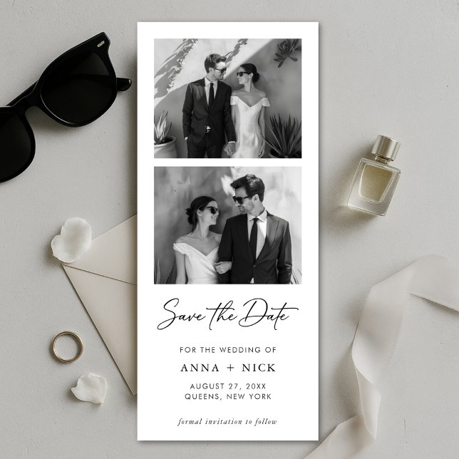 Reserve A Data Modern Photo Strip Wedding Photo Bookmark (Criador carregado)