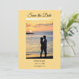 Reserve A Data Modern Photo Yellow Orange Save The Date Card