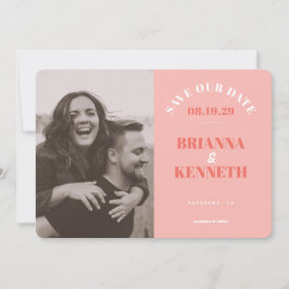 Reserve A Data Modern Pink Photo Card Wedding Save the Date