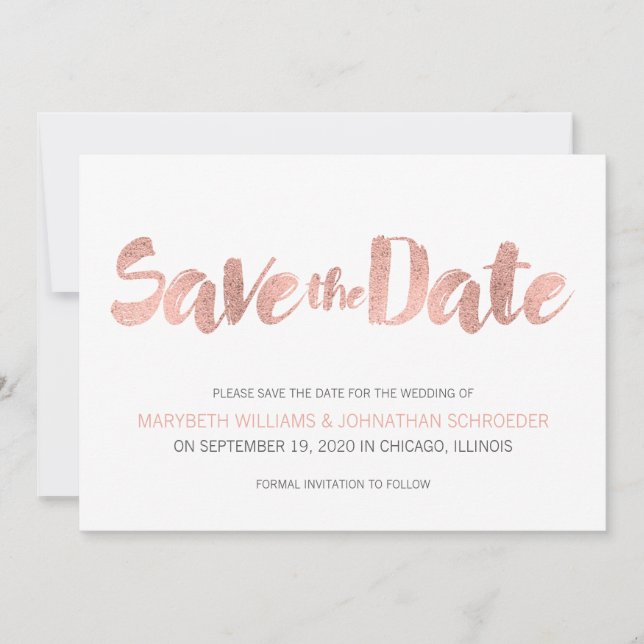 Reserve A Data Modern Rosa Dourado Love Save The Date Card (Frente)