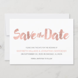 Reserve A Data Modern Rosa Dourado Love Save The Date Card